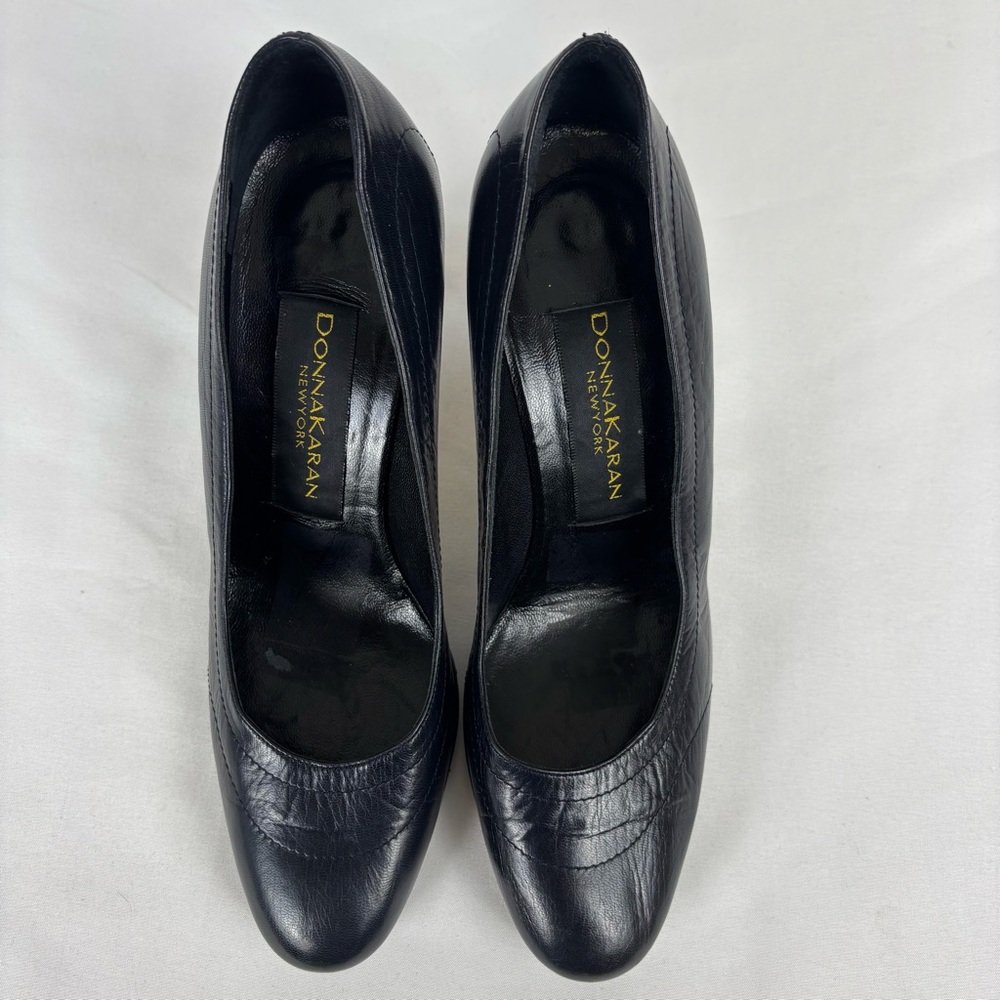 Donna Karen New York Pumps Leather Sleek Classic Sculpture Heel Black Size 6.5B - Picture 7 of 16